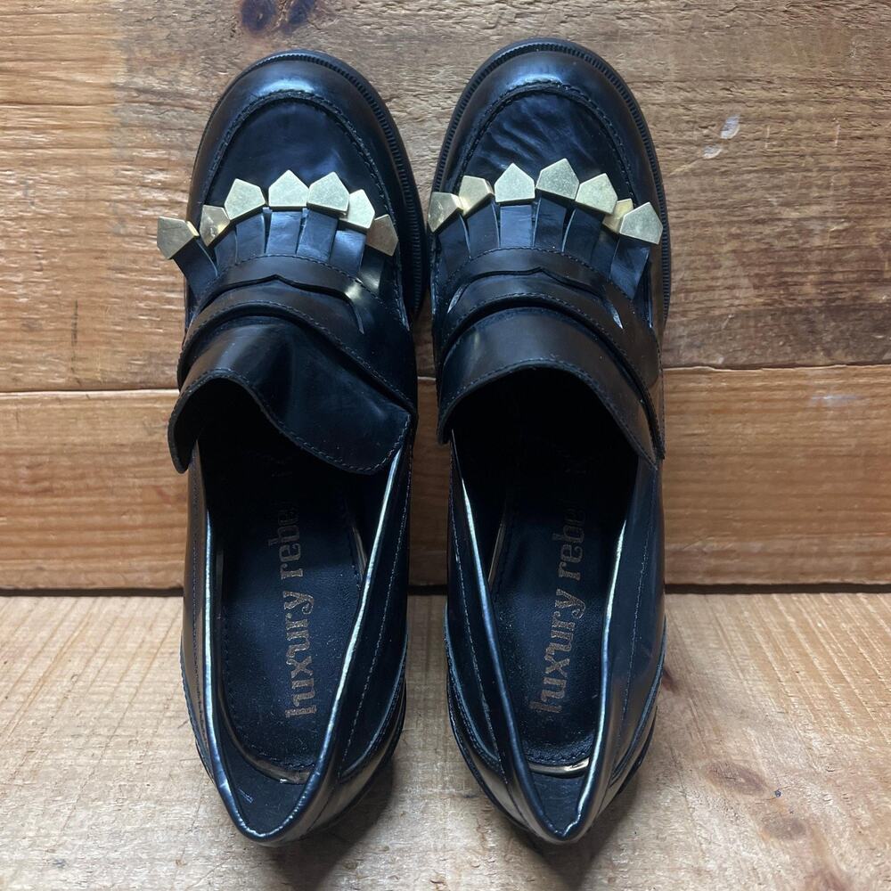 LUXURY REBEL Women's High Healed Gold-tipped Kiltie Penny Loafer Pump. 37EU/US 6 - Picture 6 of 8